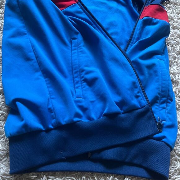 Vintage 1980s Adidas Tracksuit Zip Up Track Suit Jacket Size M Soccer Blue Red - Picture 12 of 12
